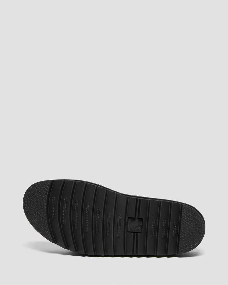 Unisex Myles Brando Leather Buckle Slide Sandals Black