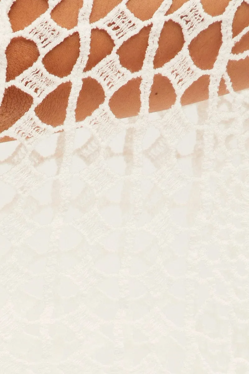 White Crochet Cardigan Long Sleeve Relaxed