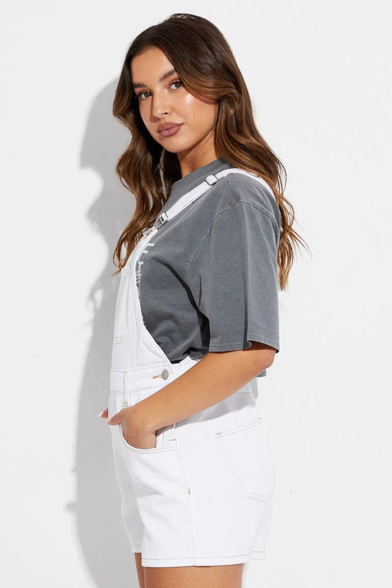 White Denim Overall