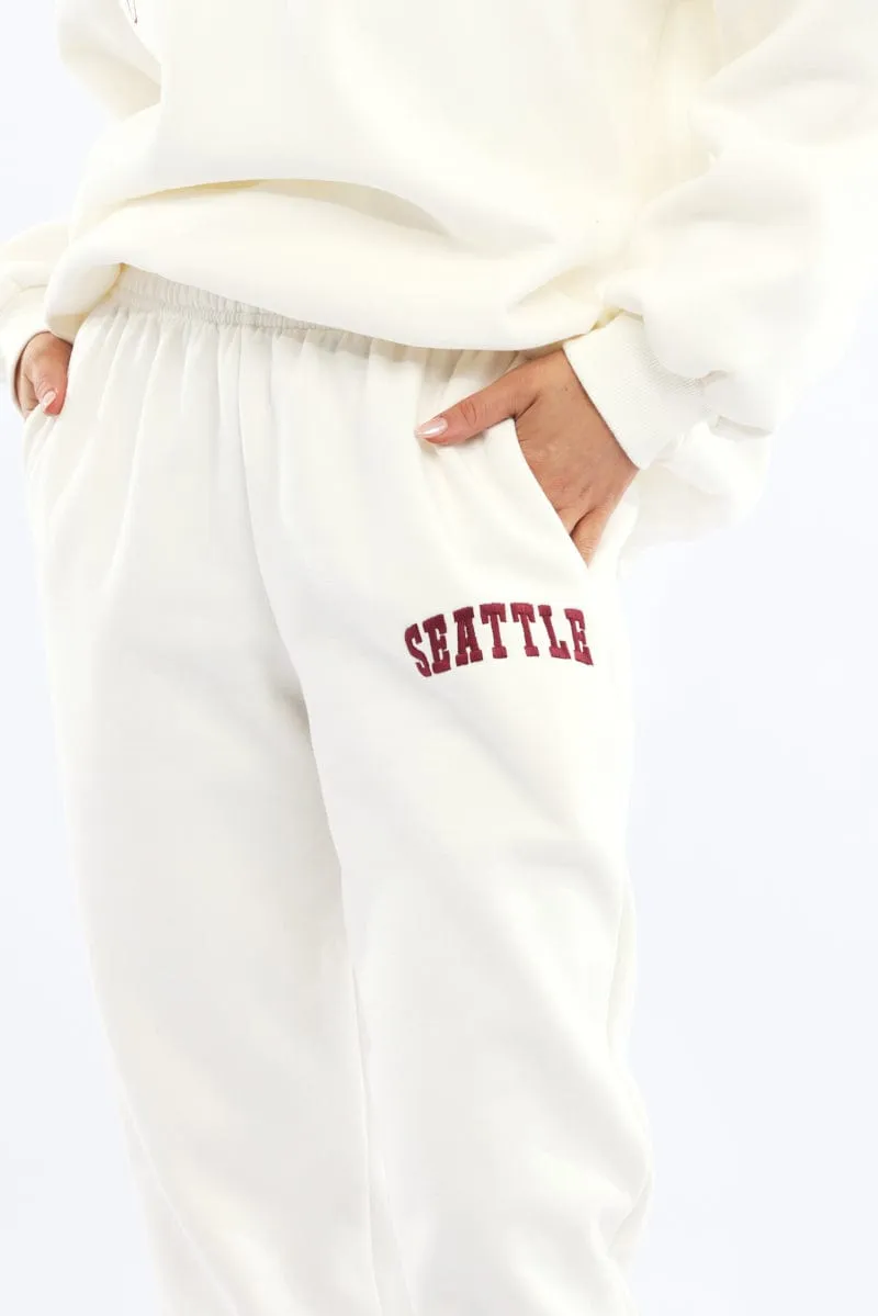 White Track Pants Jogger