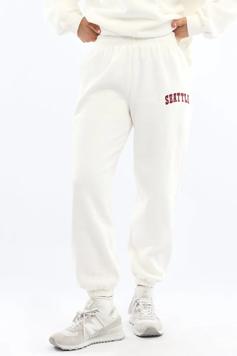 White Track Pants Jogger