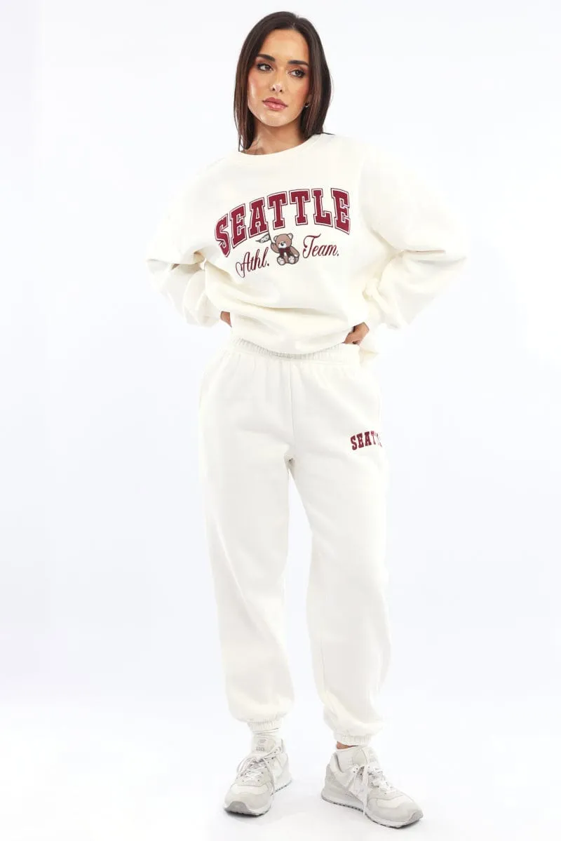 White Track Pants Jogger