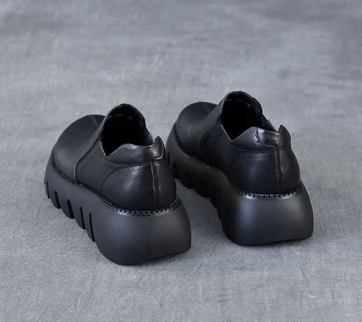 Women Spring Summer Platform Retro Leather Casual Shoes