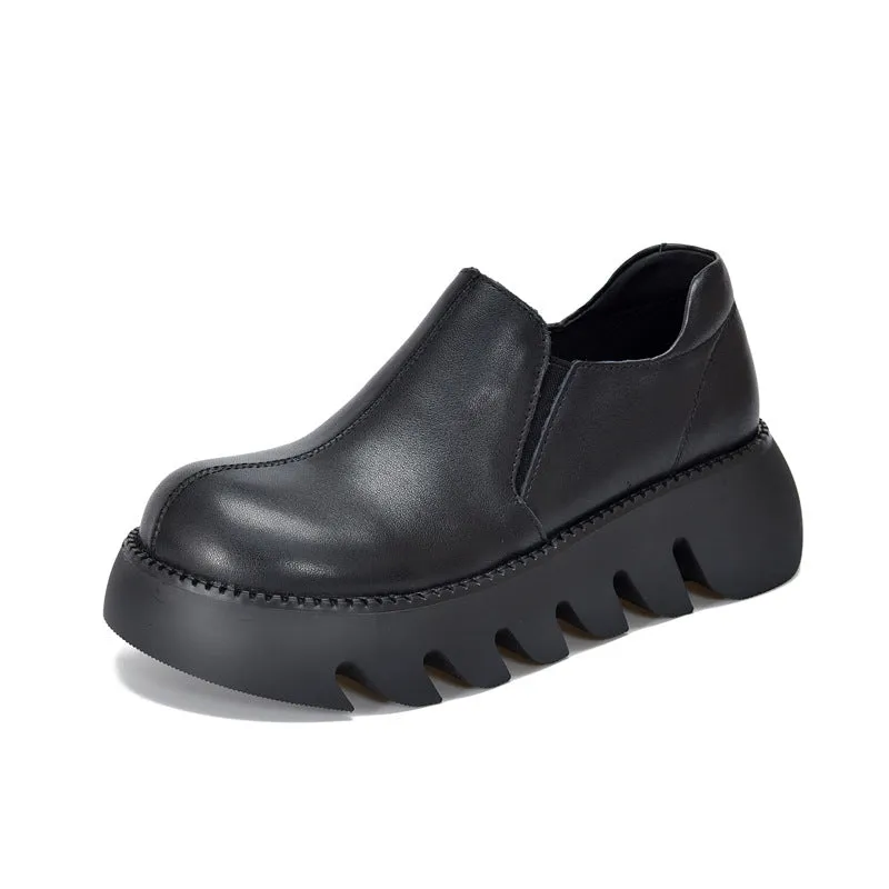 Women Spring Summer Platform Retro Leather Casual Shoes