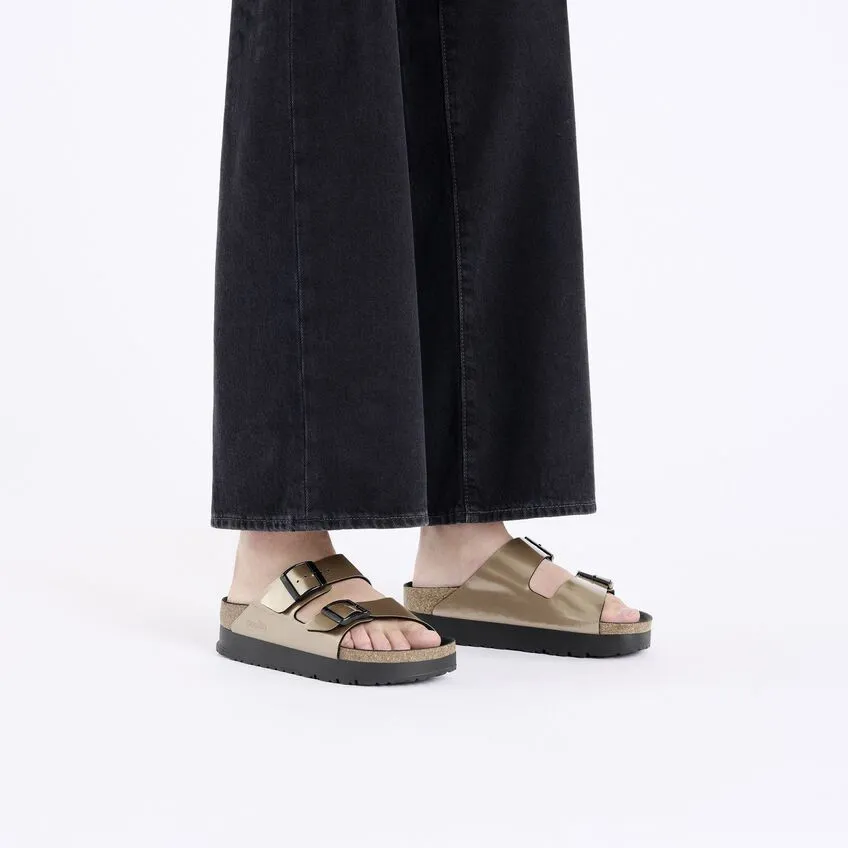 Women's Arizona Platform Birko-flor Metallic Taupe Medium/Narrow