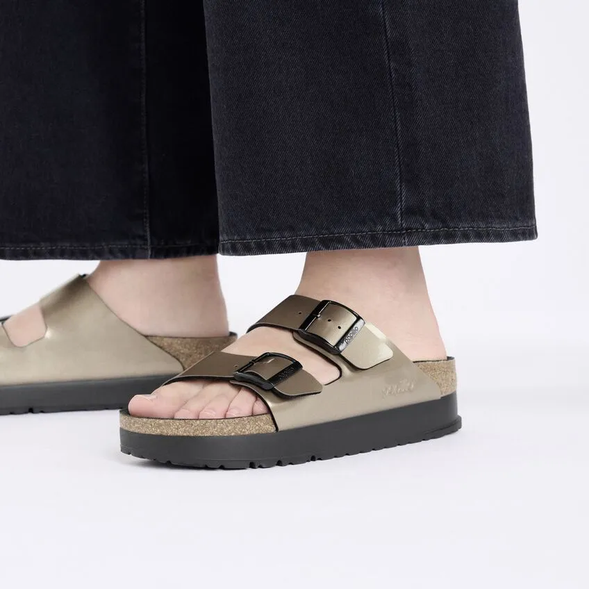 Women's Arizona Platform Birko-flor Metallic Taupe Medium/Narrow