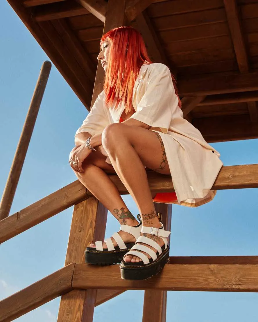 Women's Blaire Hydro Leather Platform Strap Sandals White