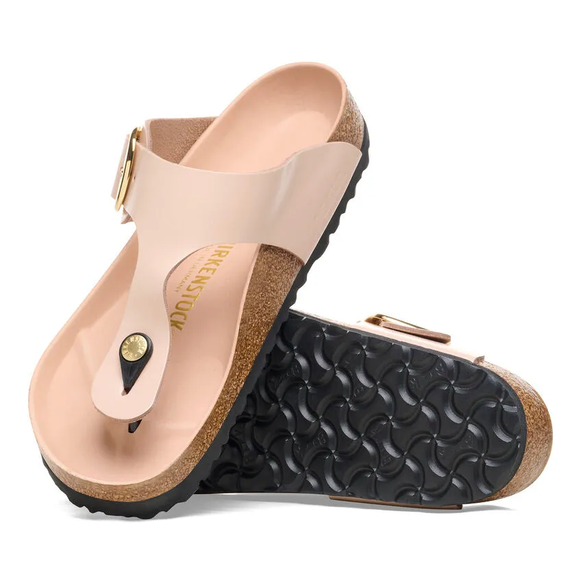 Women's Gizeh Big Buckle Natural Leather Patent High Shine New Beige Regular/Wide