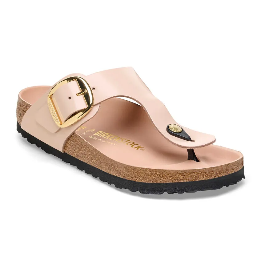 Women's Gizeh Big Buckle Natural Leather Patent High Shine New Beige Regular/Wide