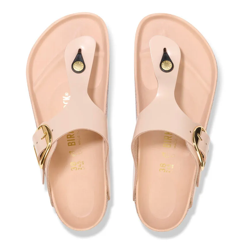 Women's Gizeh Big Buckle Natural Leather Patent High Shine New Beige Regular/Wide