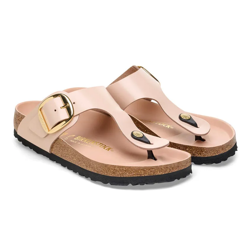 Women's Gizeh Big Buckle Natural Leather Patent High Shine New Beige Regular/Wide