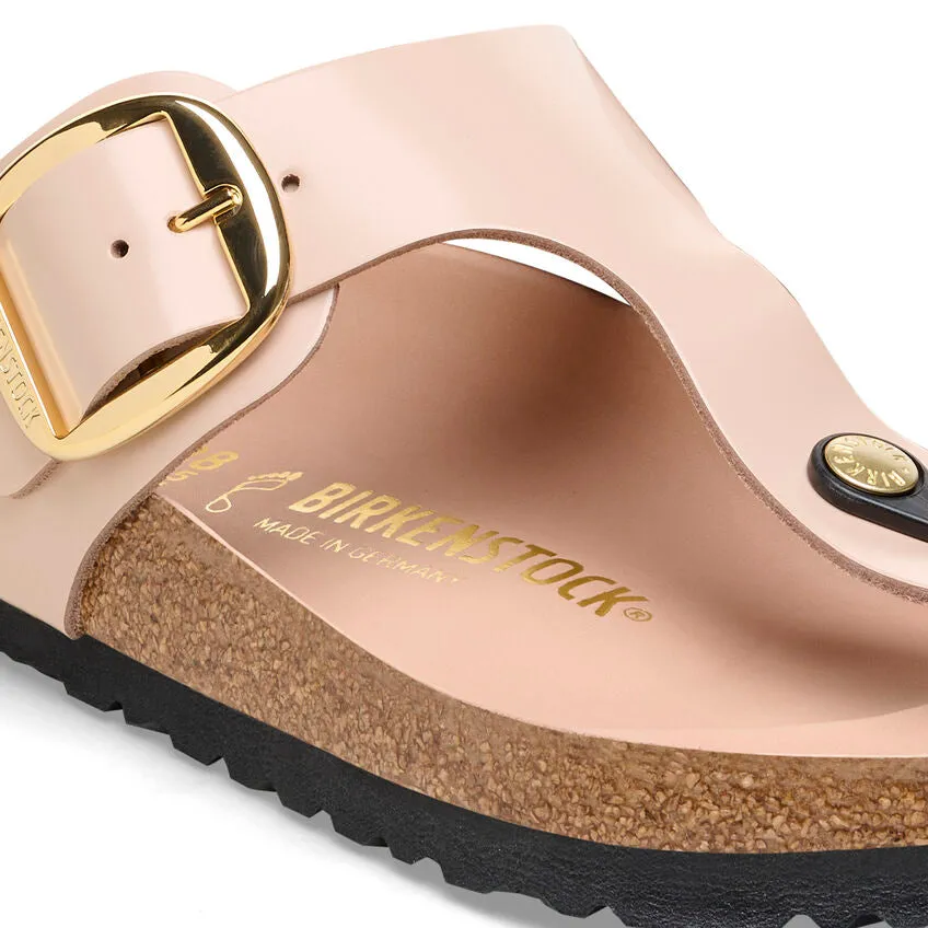 Women's Gizeh Big Buckle Natural Leather Patent High Shine New Beige Regular/Wide