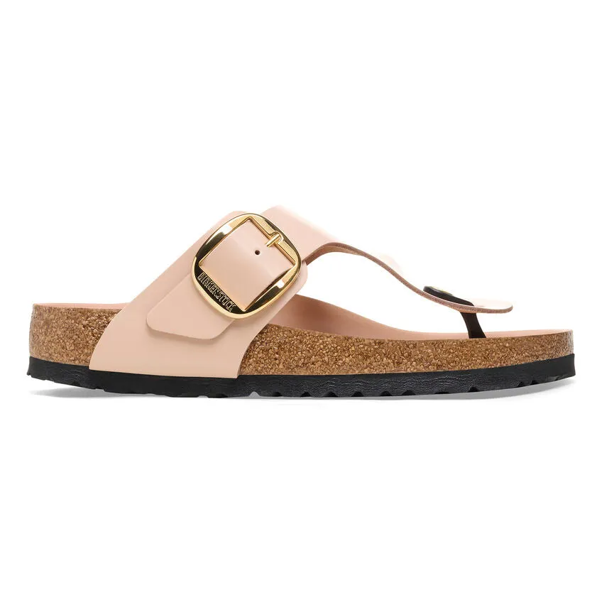 Women's Gizeh Big Buckle Natural Leather Patent High Shine New Beige Regular/Wide